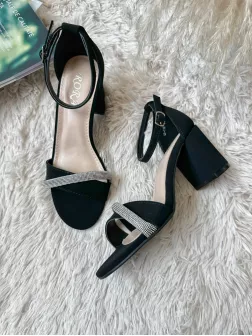 Sandale dama negre, piele intoarsa GH110 N13-4